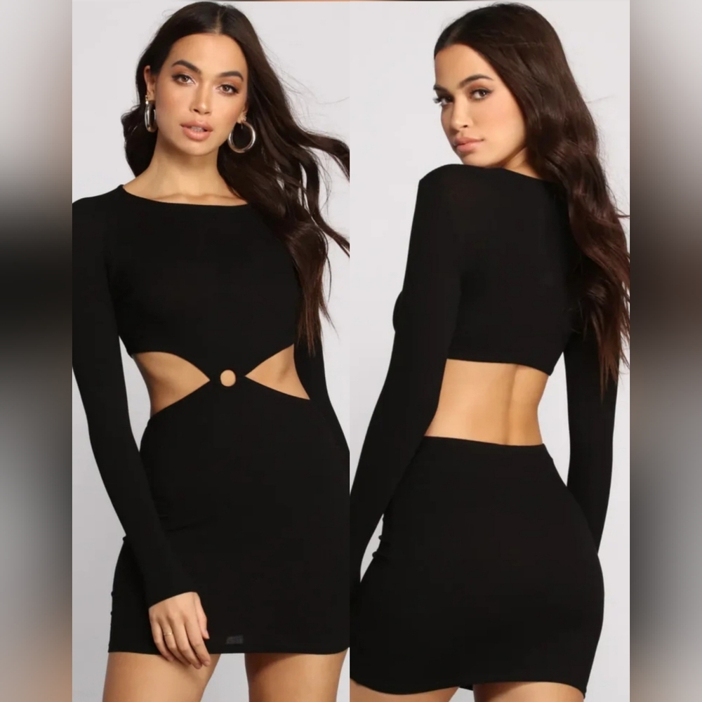 Windsor Ribbed Knit O Ring‎ Mini Dress ~ NWT~ Size Large